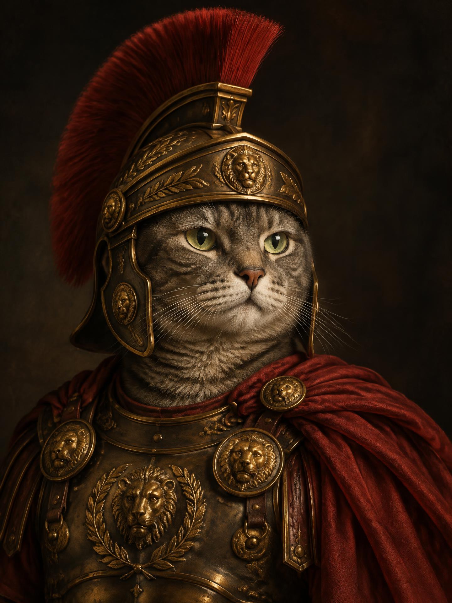 Katt som romersk centurion — öppna galleri