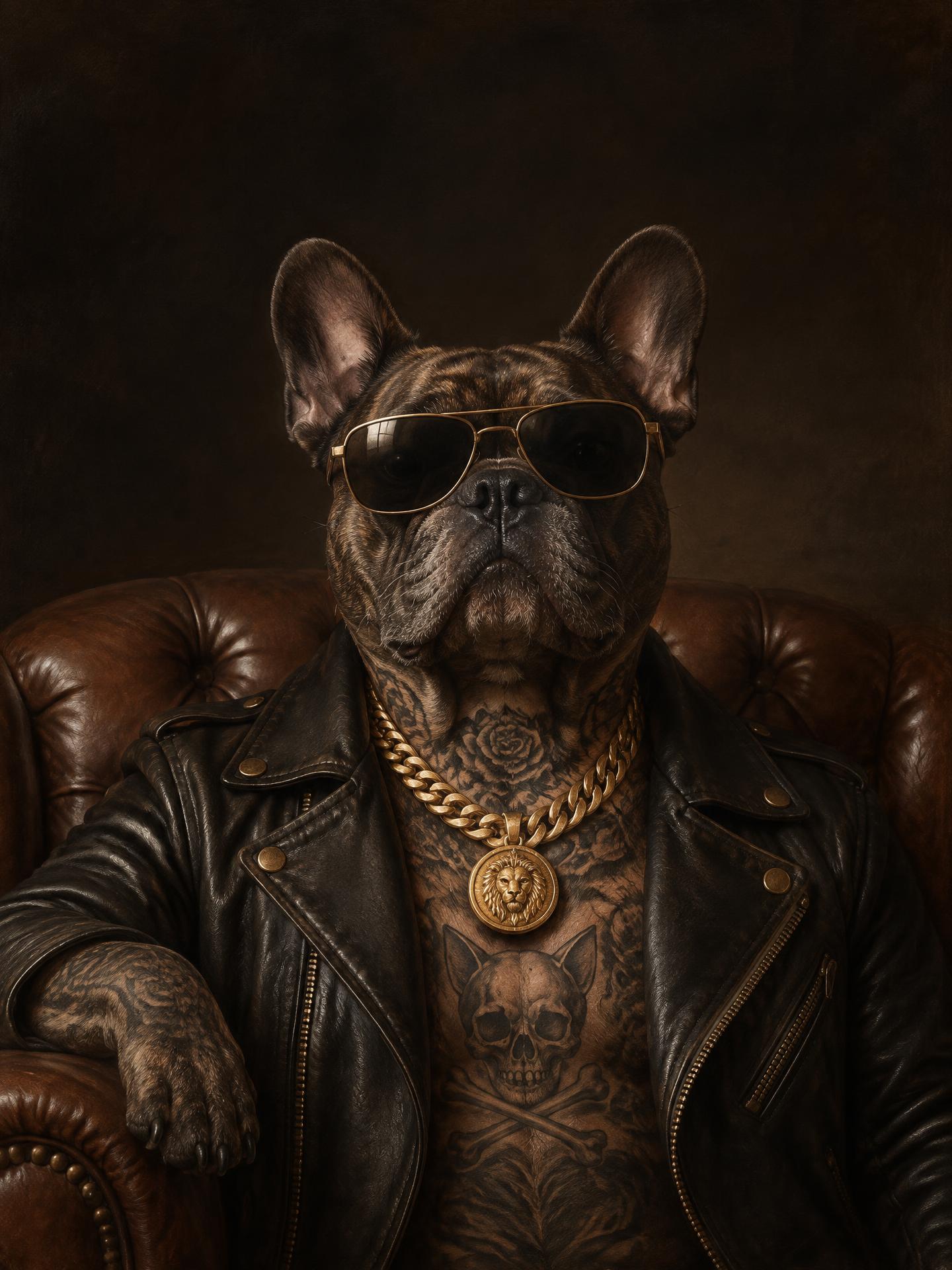 Fransk bulldogg målad som Bossen