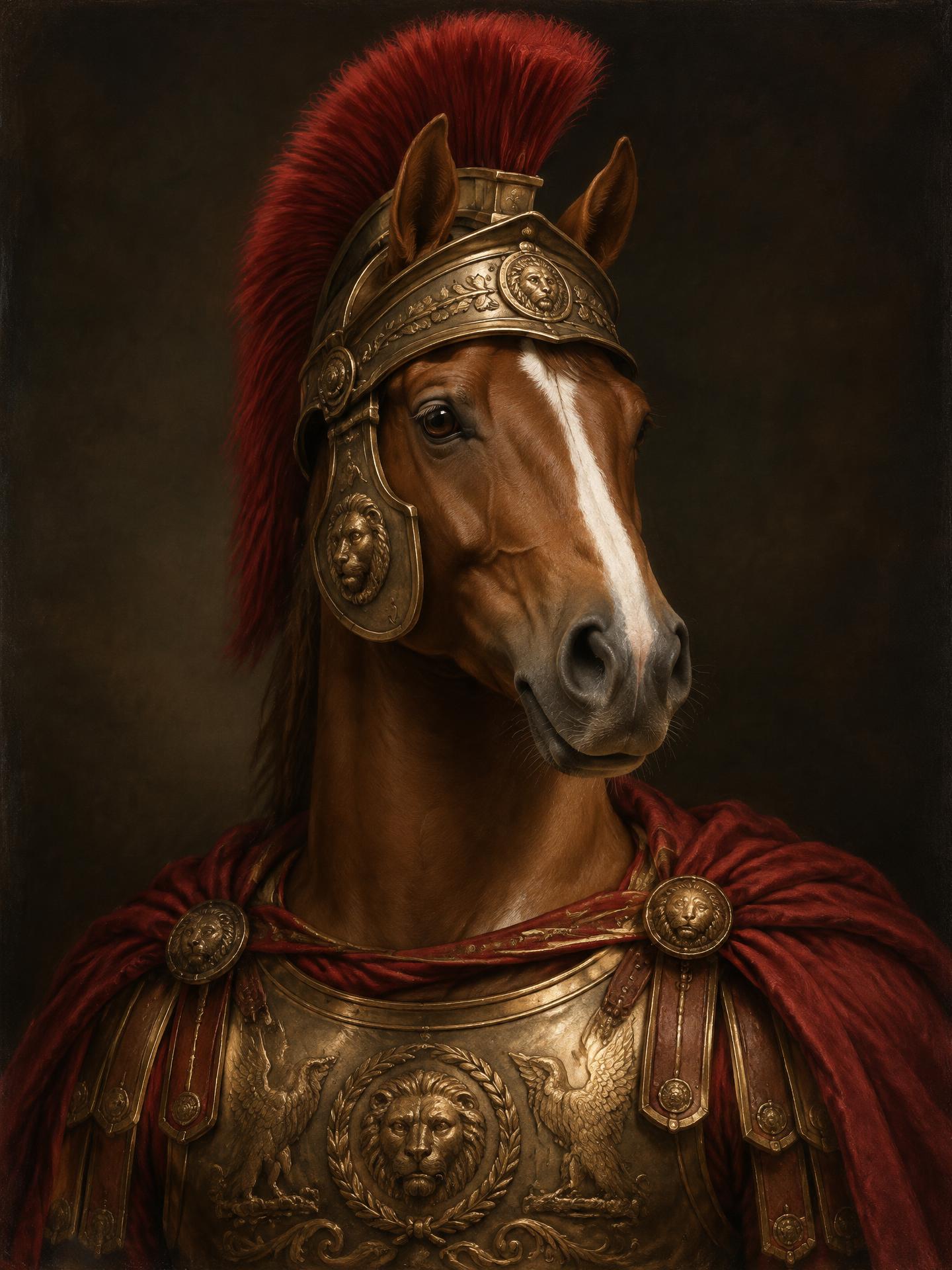 Fuxhäst målad som Centurionen